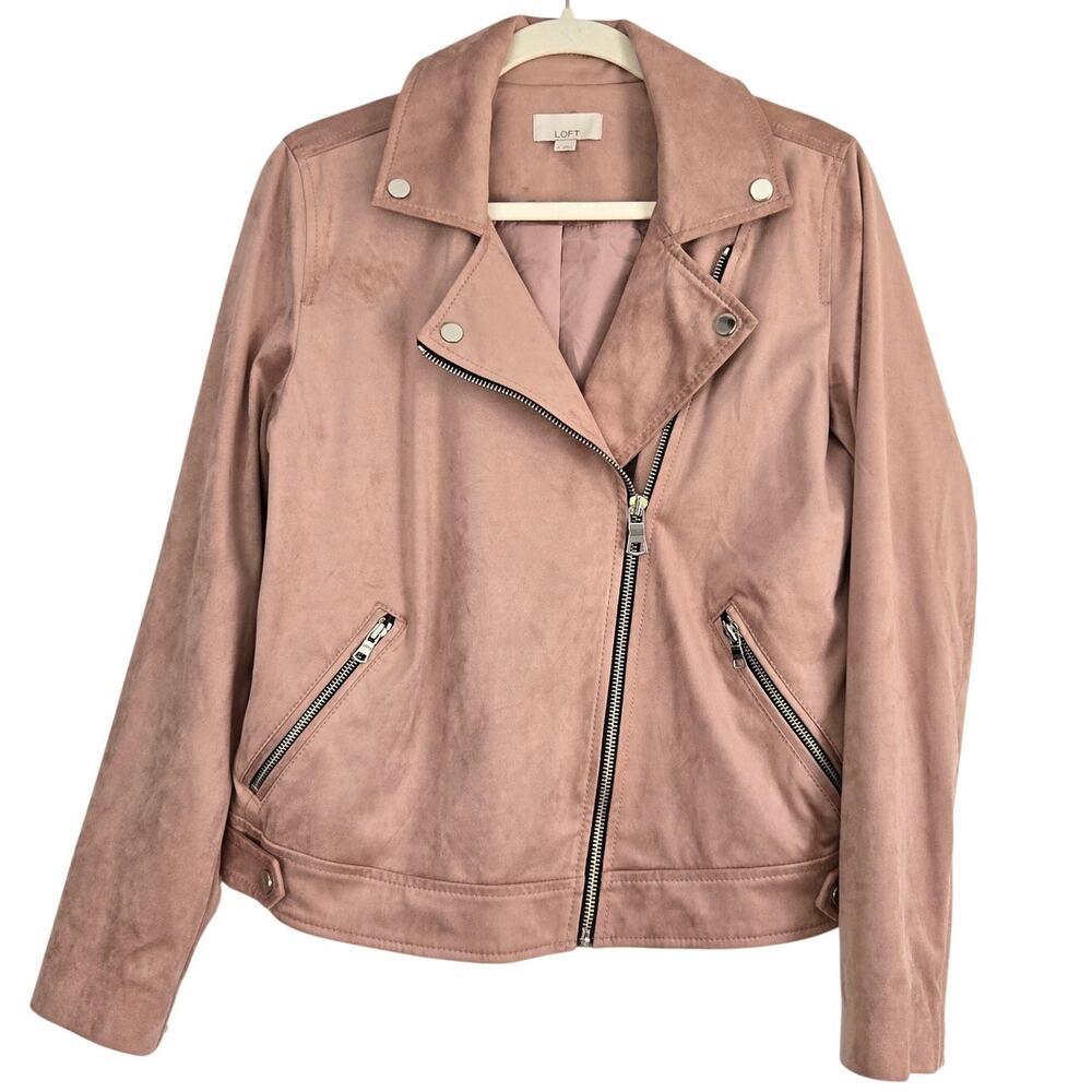 Loft Pastel Goth Blush Pink Faux Suede Vegan Moto Jacket Kawaii Grunge Medium